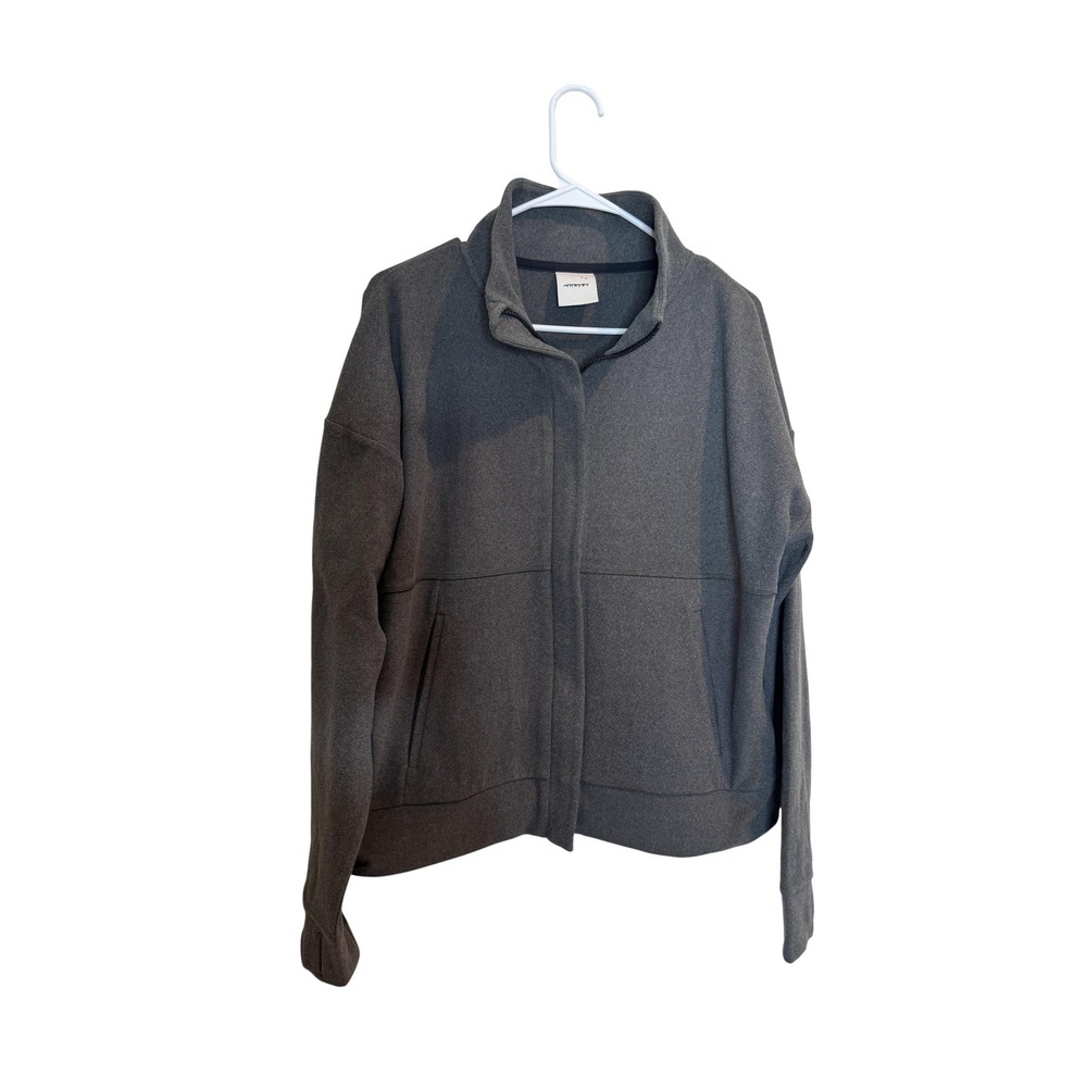 Varley Jacket Womens Medium Gray Rozanna Zip Midlayer Brushed Rib VAR02204